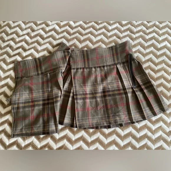 Aqua Cutest Plaid Tartan Pleated Mini Wrap Skirt Sz M - Picture 10 of 14